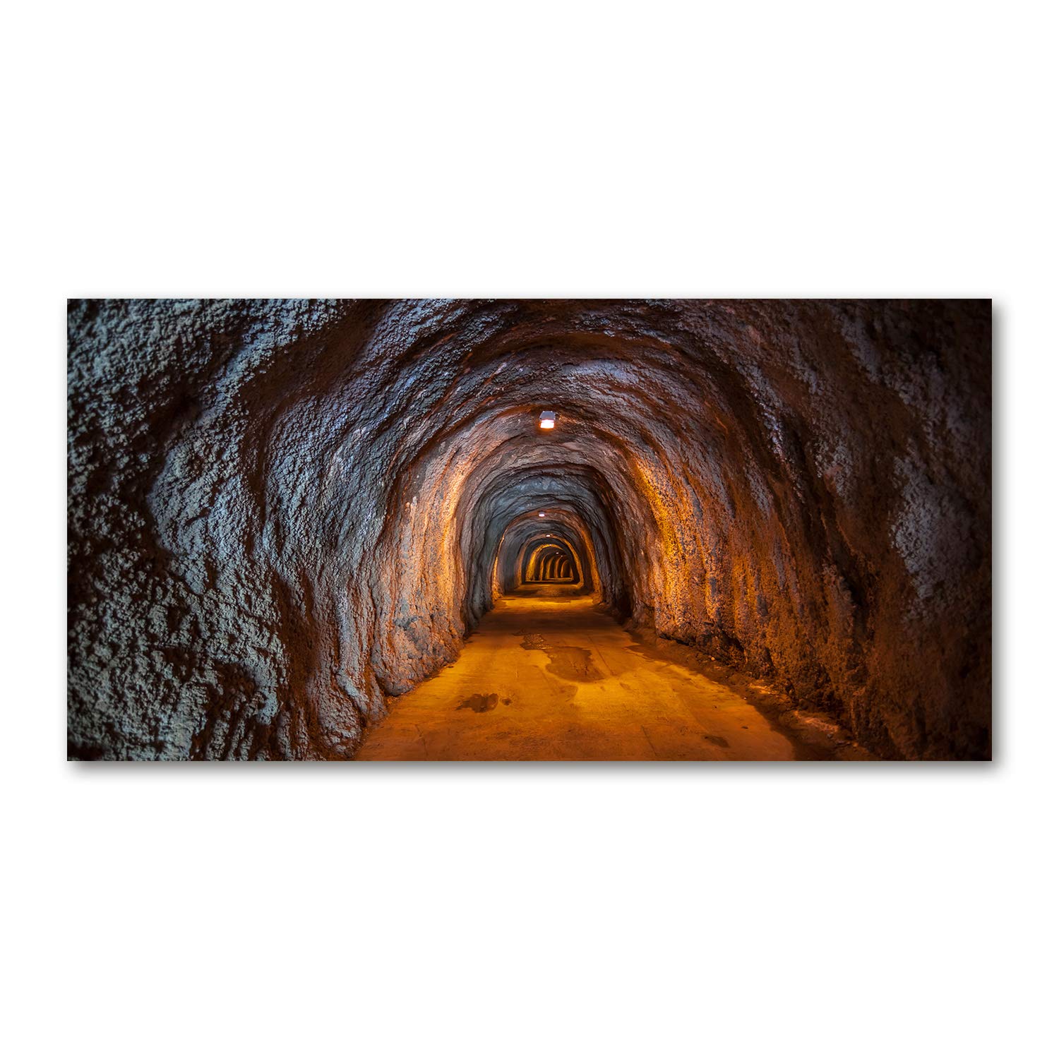 Mural art image verre plastique Tulup 140x70cm decoration acrylique tunnel orange