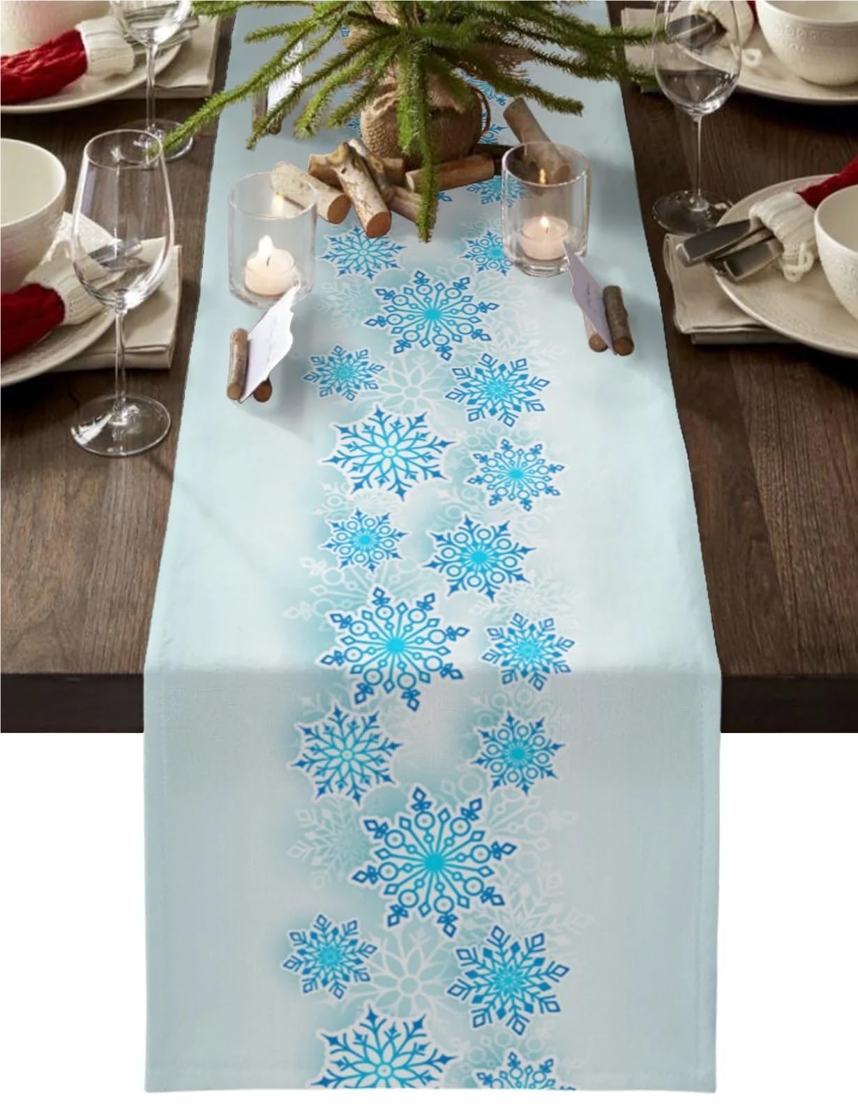 Chemin de table de cuisine pour fête de Noël et déco de table d'hiver noire
