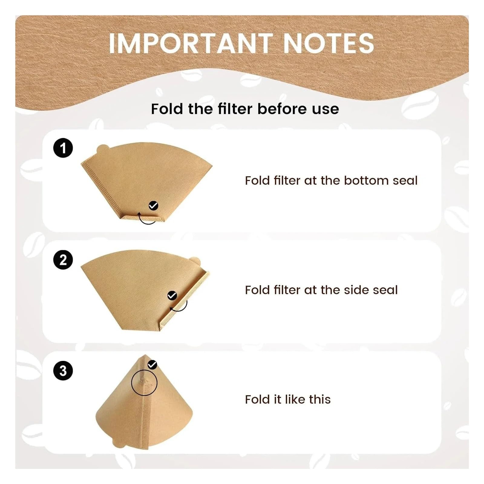Kaffeefilterkegel, 100/1000 Stück, Größe Nr. 1 Nr. 2, natürliches, ungebleichtes braunes Papier, Einweg-Pour-Over-Maker, Korbtropfer for Zuhause, Büro(1000pcs,U01(1-2 servings))