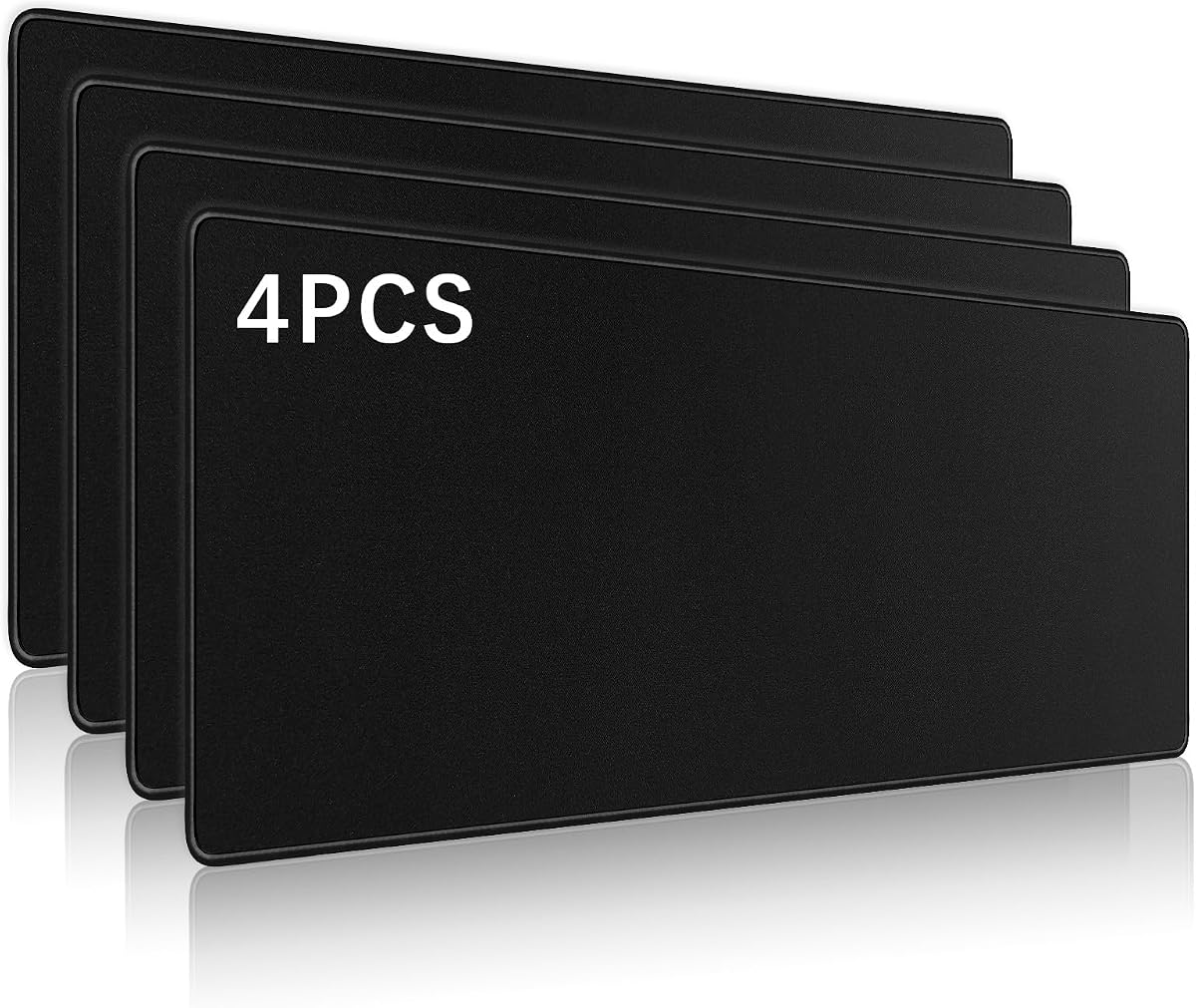4 Pcs Large Gaming Mouse Pad Black 31.5x11.8 in,Extended Desk Keyboard Pad with Micro Weave Cloth, Edges Stitched Gaming Mouse Pad Pack for Office and Home Use