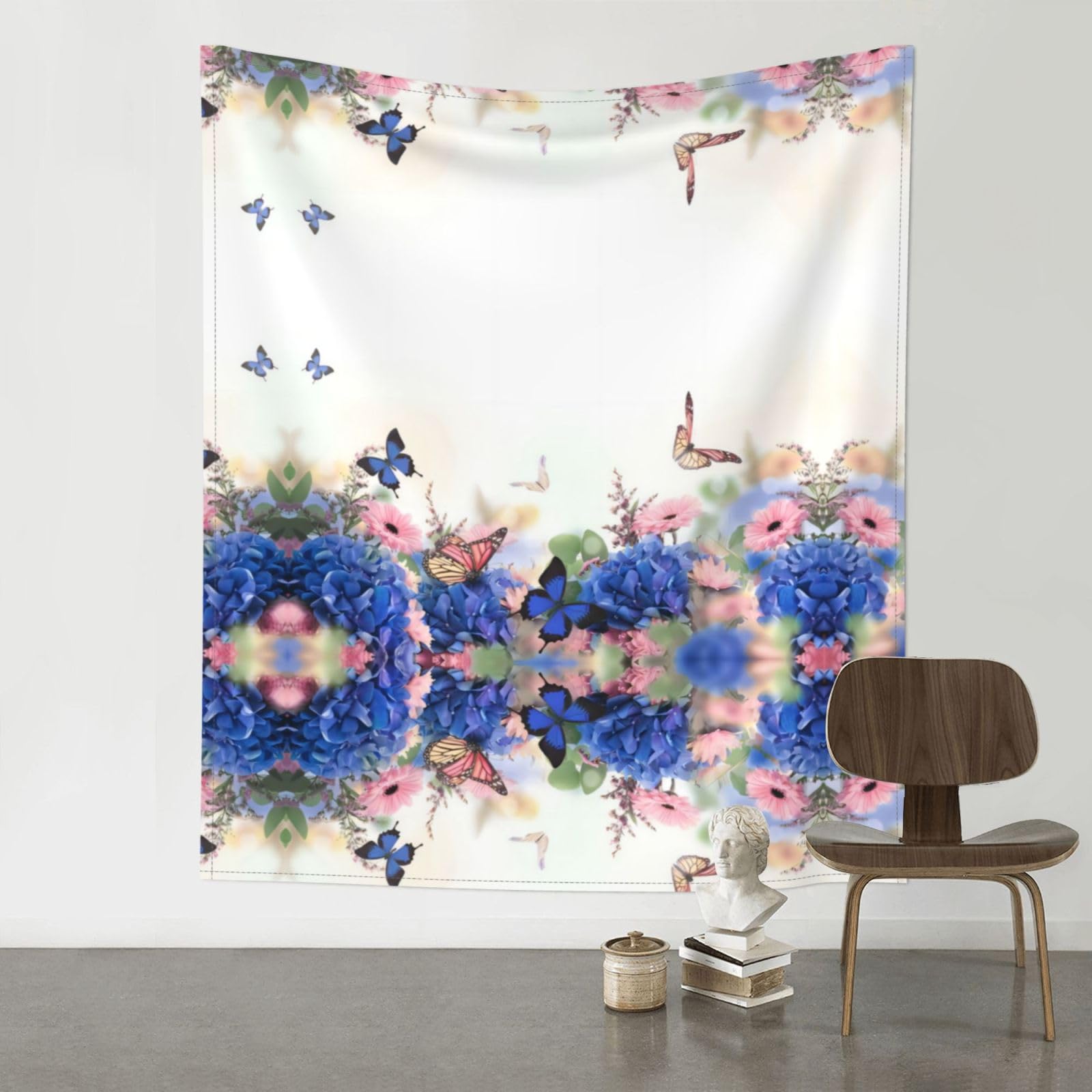 YYHWHJDE Butterfly Daisy Prints Wall Tapestry 60x51in - High-Grade Polyester Throw Blanket for Bedroom, Dorm, Beach & Picnic Decor