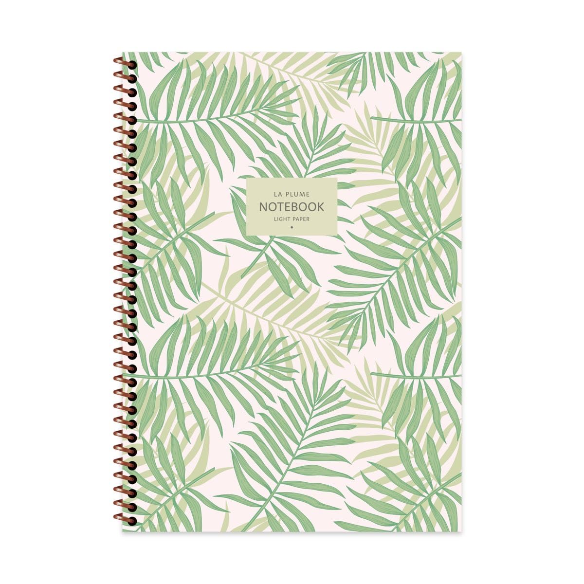 Keskin Color Cuaderno A4 de 80 hojas de cartón a rayas Kp. encuadernado en espiral La Plume Leaves