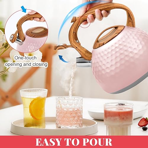 Miniatura 5 de GGC Hervidor de té para estufa, hervidor de silbido fuerte para hervir agua, café o leche, 3.1 cuartos de galón de acero inoxidable pesado 3L