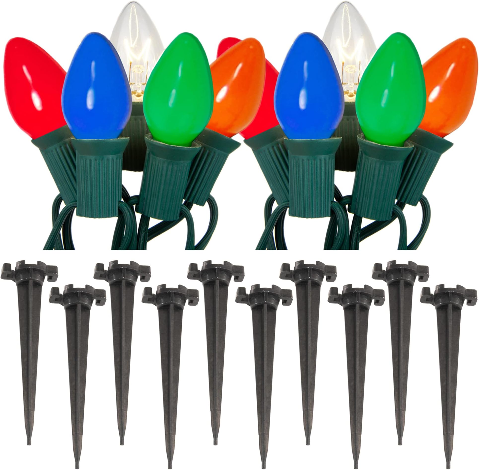 LumaBase Electric Pathway Lights with 10 Multicolor Bulbs