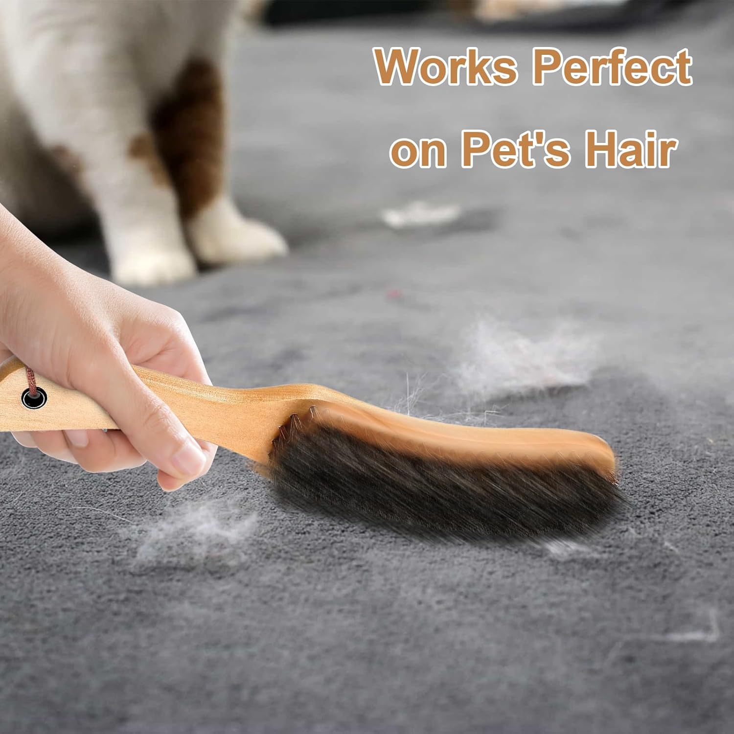 Shoes Brush Clothes Hat Brush lint Remover,Large Black Walnut Wood Handle,Boar Bristle Lint Brush for Suits, Cashmere, Wool, Velvet, Suede and Pet Hair,Easily Removes Lint Dust, Fuzz 2PCS - Image 3