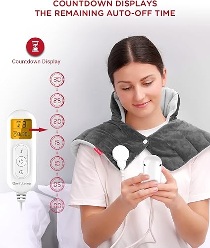Vista 44 de Almohadilla térmica con peso para aliviar el dolor de cuello y hombros, Comfytemp de 1.5 libras, calefacción eléctrica cuello abrigo para calambres