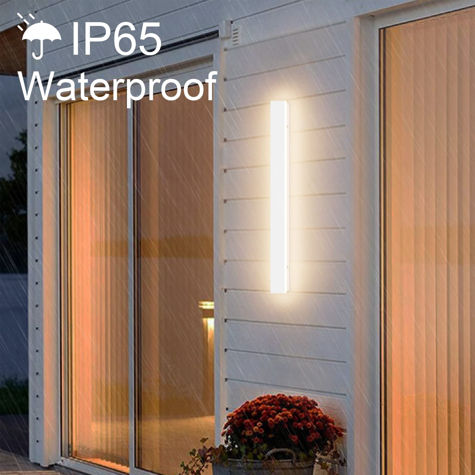 K-Bright Lampada da Parete Esterno/Interno LED 20W 3000K Bianco Caldo IP65 Applique da Parete Esterno 60CM Moderno per Balcone Giardino Veranda Via Garage,Bianco | Lampada da parete impermeabile IP65, 60 cm, per giardini, terrazze, camera da letto, soggio