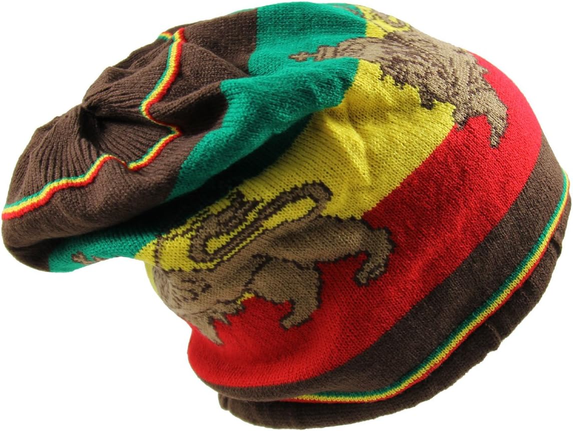 RW Rasta Lion Dread Knit Hats (Brown/Rasta)
