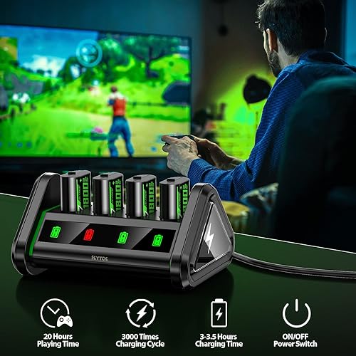 Miniatura 7 de Kytok Paquete de baterías recargables cargador de batería compatible con Xbox OneSeries XSXbox Elite 4 x 1800 mAh controlador de batería de repuesto