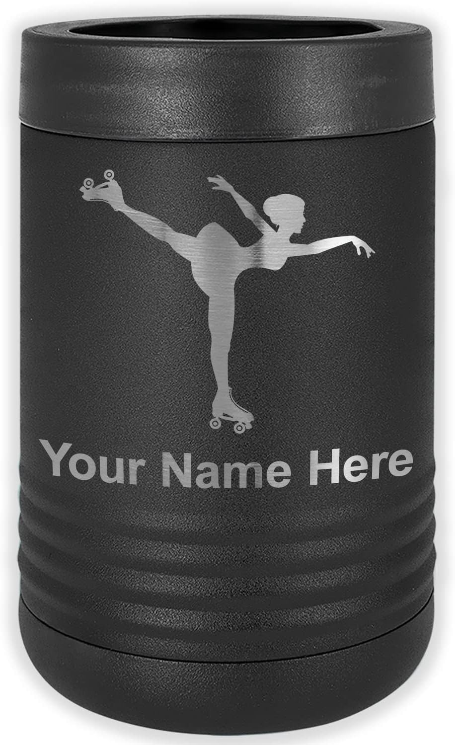 LaserGram Personalized 12 oz. Stainless Steel Can & Bottle Insulator, Roller Skater – Keeps Drinks Cold Longer (Gray)