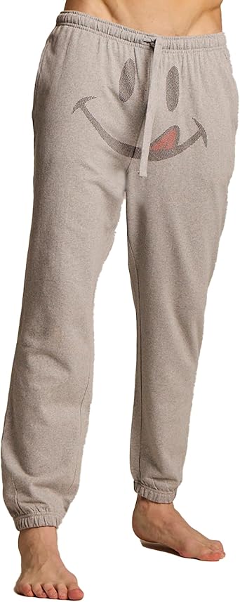 Joe Boxer Smiley Face Mens Pajama Pants, Mens Lounge Pants with Pockets, French Terry Jogger Sweatpants for Men