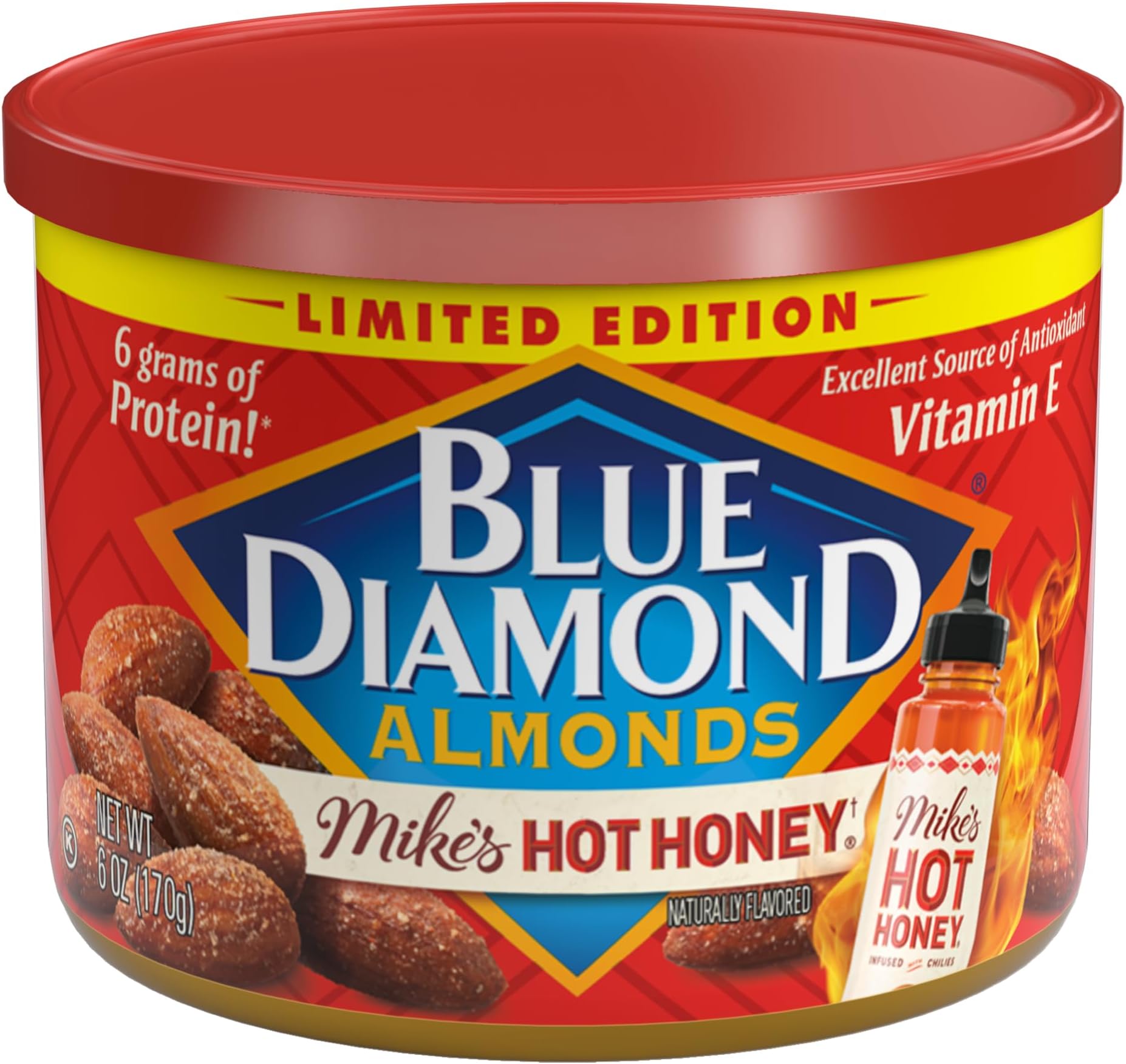 Made with Mike’s Hot Honey Infused with Chilies For a Perfect Sweet and Spicy Snack Nut Combination, 6oz. Can