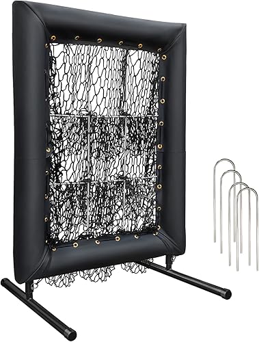 Jalunth Béisbol sóftbol de 9 agujeros, red de lanzamiento, zona de golpeo, equipo de ayuda de entrenamiento resistente, objetivo de lanzamiento para