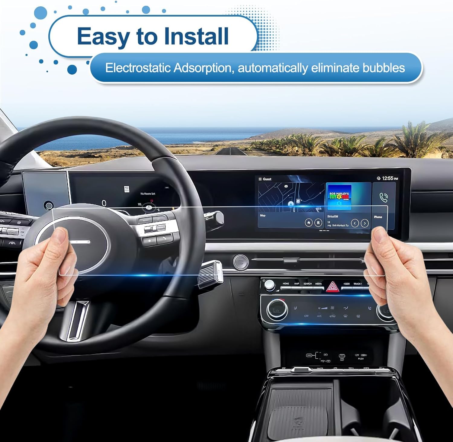 2025 2026 Tucson Screen Protector for Hyundai Tucson (Dual 12.3Inch&Air Conditioner)(SEL/SEL Convenience/XRT/Limited/Blue/N Line),9H Tempered Glass 2025 Tucson Hybrid Accessories HD Transparent