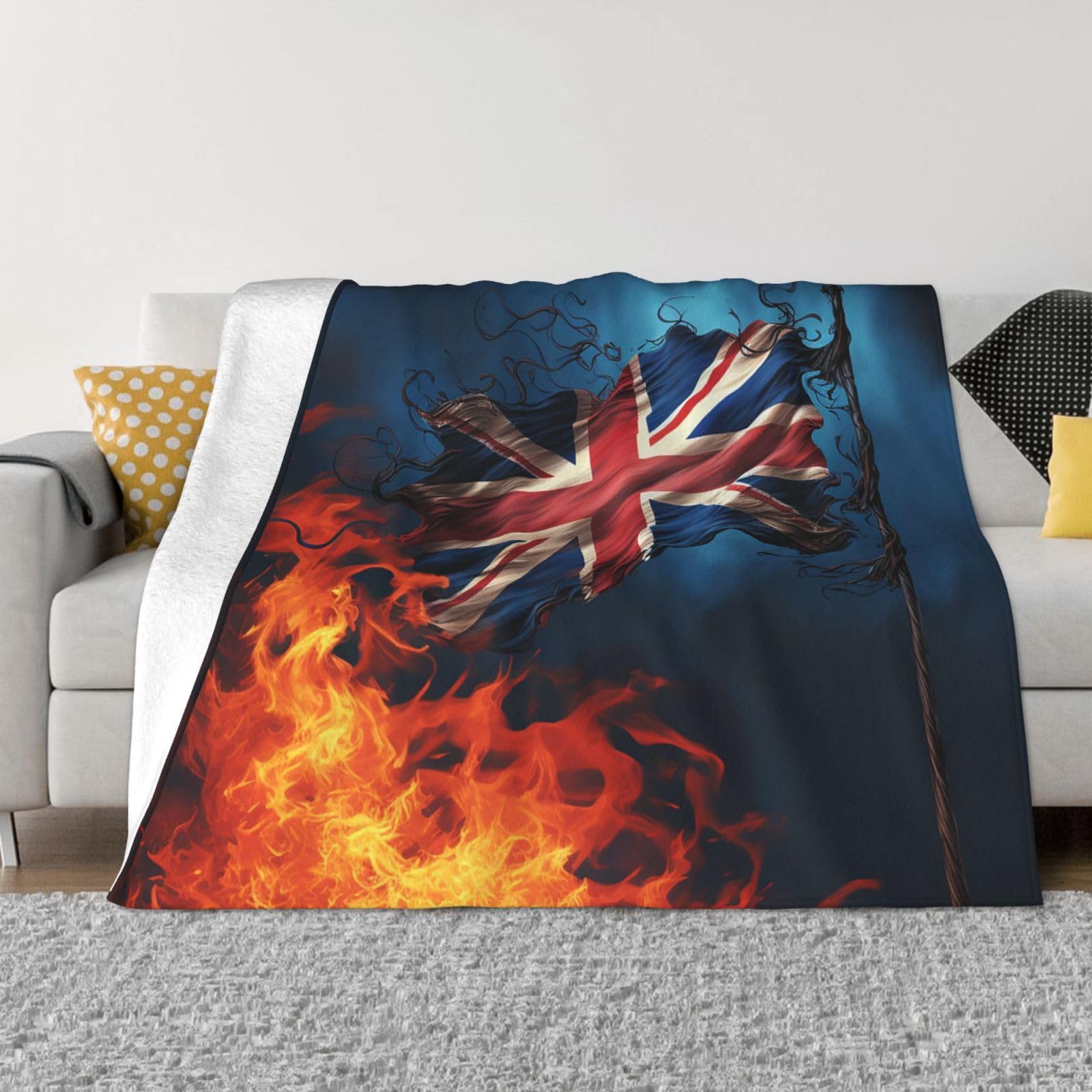 Couverture en flanelle imprimée drapeau jet de lit ultra doux pour toutes saisons