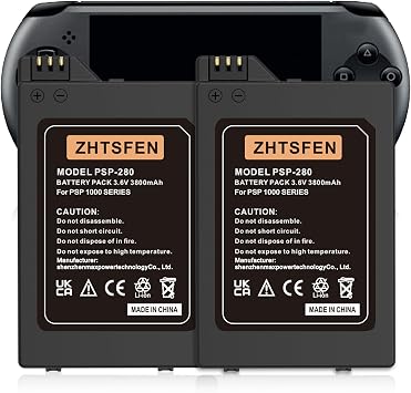 2-Pack 2026 Upgraded 3800mAh 3.6V Lithium Ion Rechargeable Battery Pack Replacement for Sony PSP 1000 PSP-110 PSP-280, PSP Fat Console Video Games