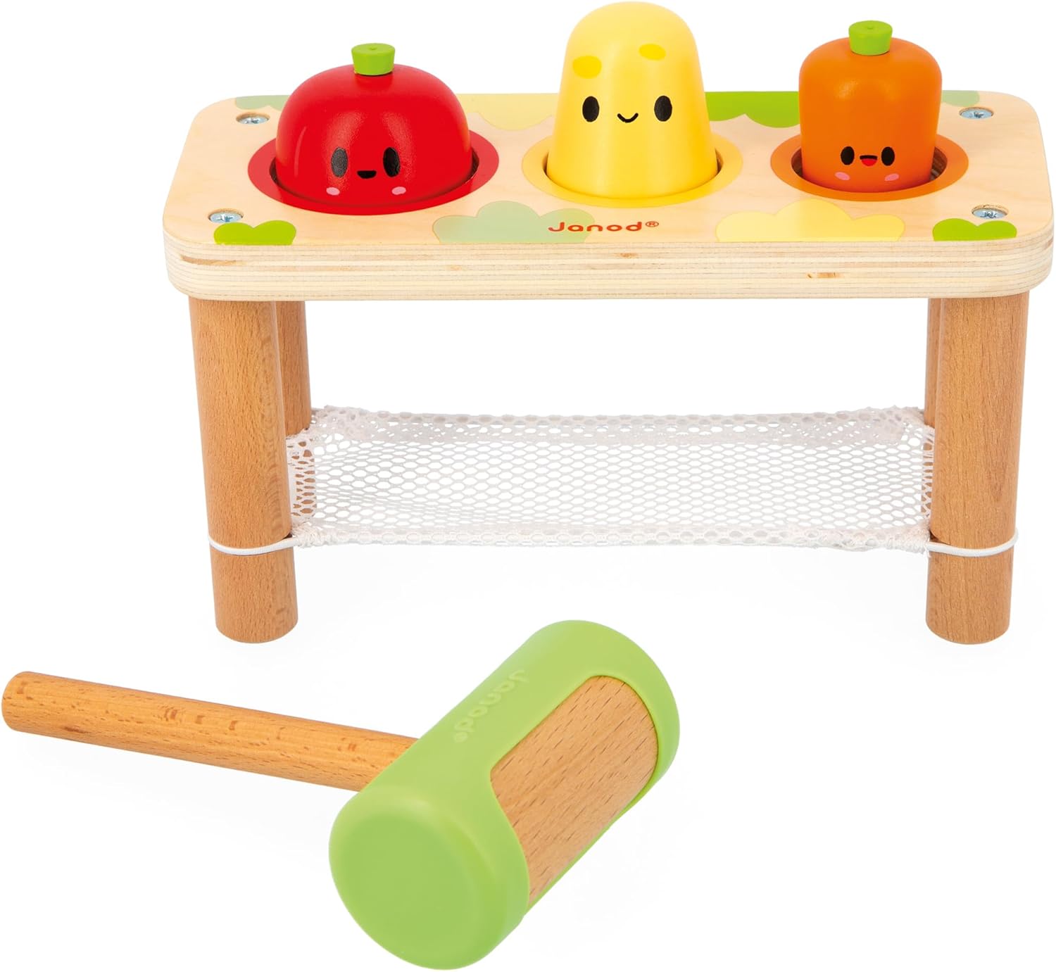 Janod Farm My First Tap Tap Table - Vegetable Pouding Bench - Ages 12 Months - 3 Years - J03309