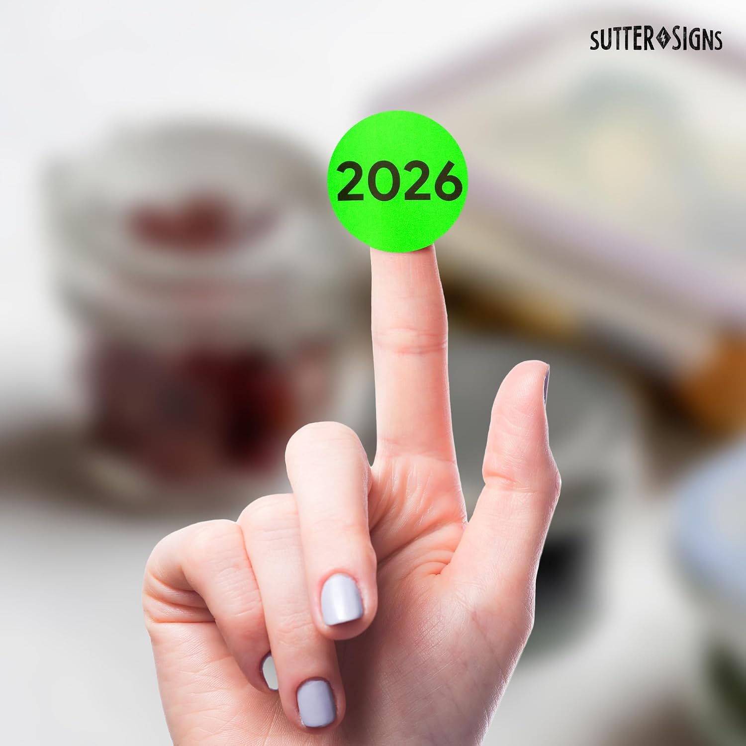 500pcs 2026 Year Stickers, 1 Inch Fluorescent Green