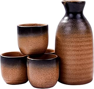 Japanese Sake Set Ceramic 1 Sake Pot and 4 Sake Cups