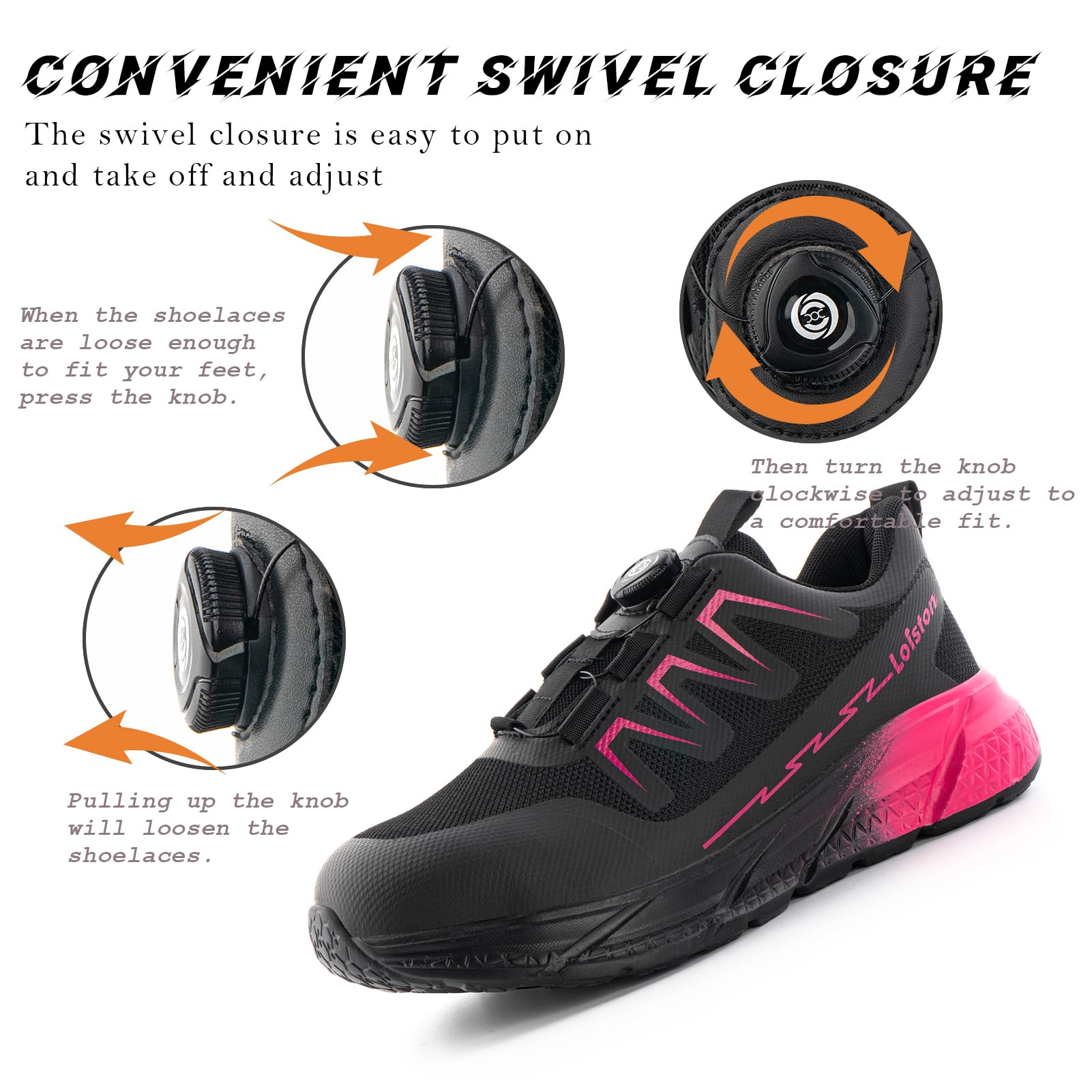 Sicherheitsschuhe Damen Leicht Arbeitsschuhe mit Stahlkappe Stahlkappenschuhe Arbeitsschutzschuhe Arbeit rutschfest Atmungsaktiv Rosa K06 Gr.42