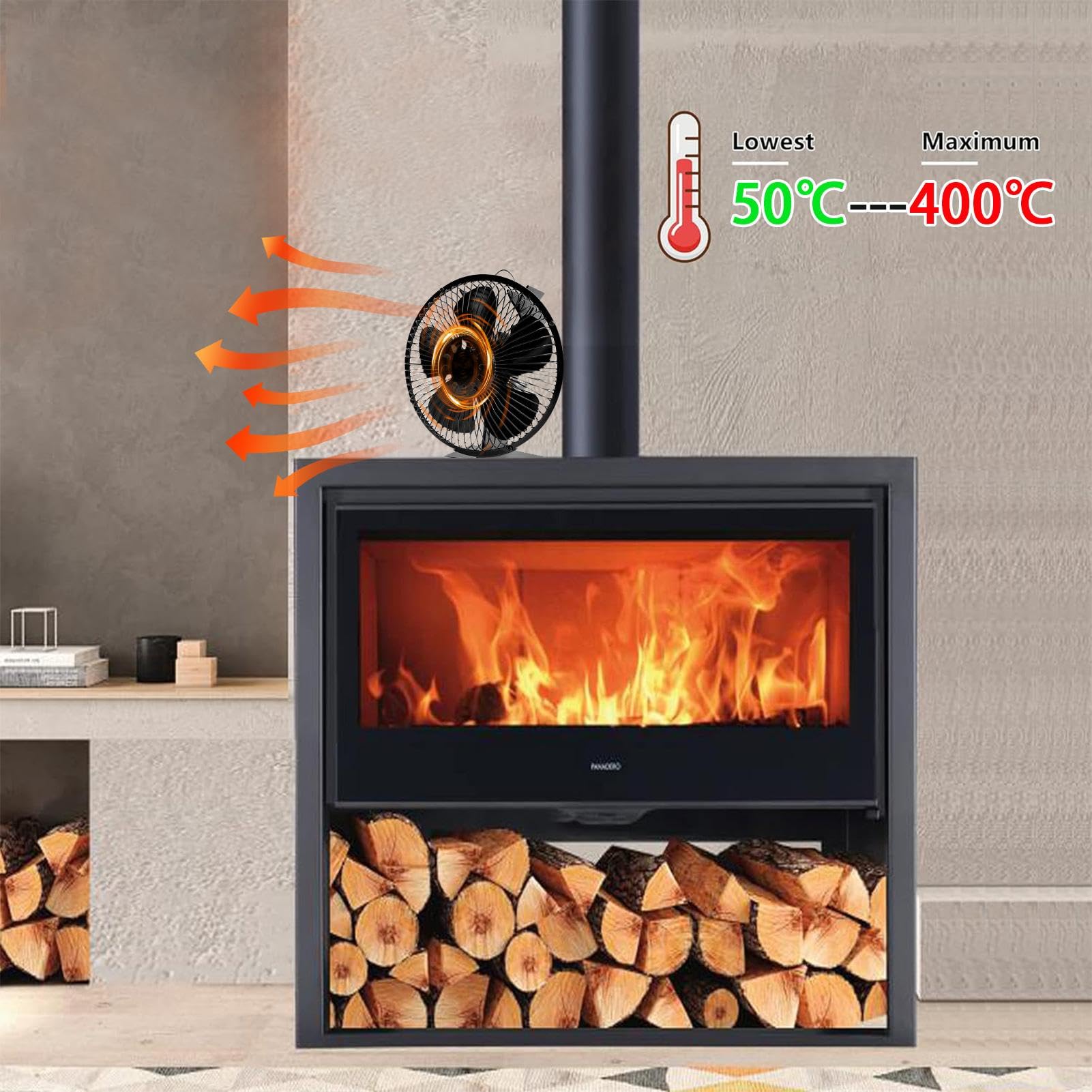 Ventola per stufa a legna Griglia Di Protezione Silenziosa Non Elettrica | Ventilatore soffiante da Per Stufe A Legna E Riscaldatore A Ceppi Da Interni