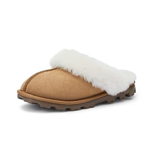 WaySoft Womens Genuine Australian Sheepskin Slippers 18mm Wool Pile Memory Foam Durable Anti-Slip EVA Sole
