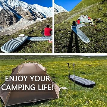 windhike Single Inflatable Sleeping Mat, 20D Nylon Lightweight Air Bed for Adults, Air Mattress with Storage Bag for Camping Ultralight Backpacking, Hiking, Traveling & Outdoor Activities (Black, L)