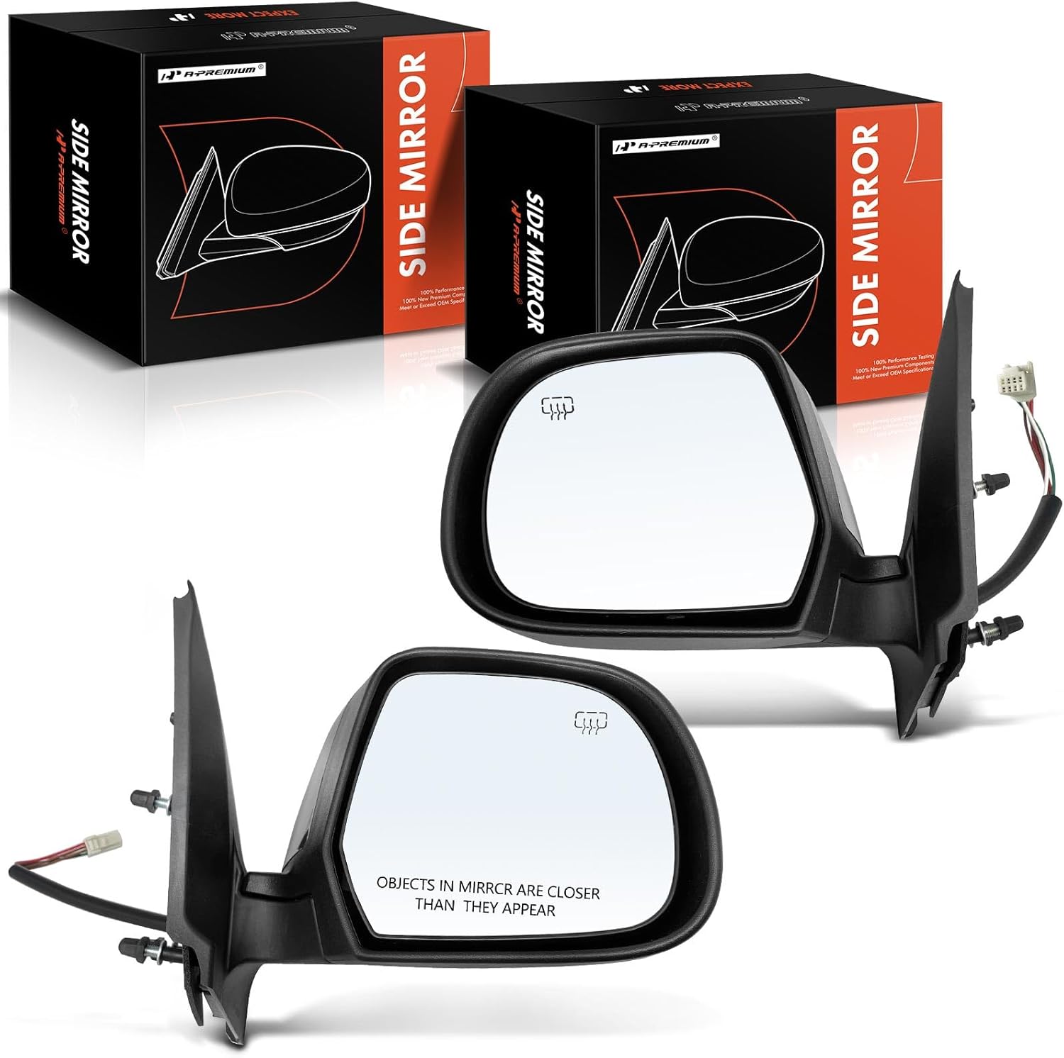 A-Premium Pair (2) Driver and Passenger Side Power Door Mirror - Compatible with Nissan Versa 2012 2013 2014 - Heated Manual Folding Black Outside Rear View Mirror - Replace# 963741HK5BPFM