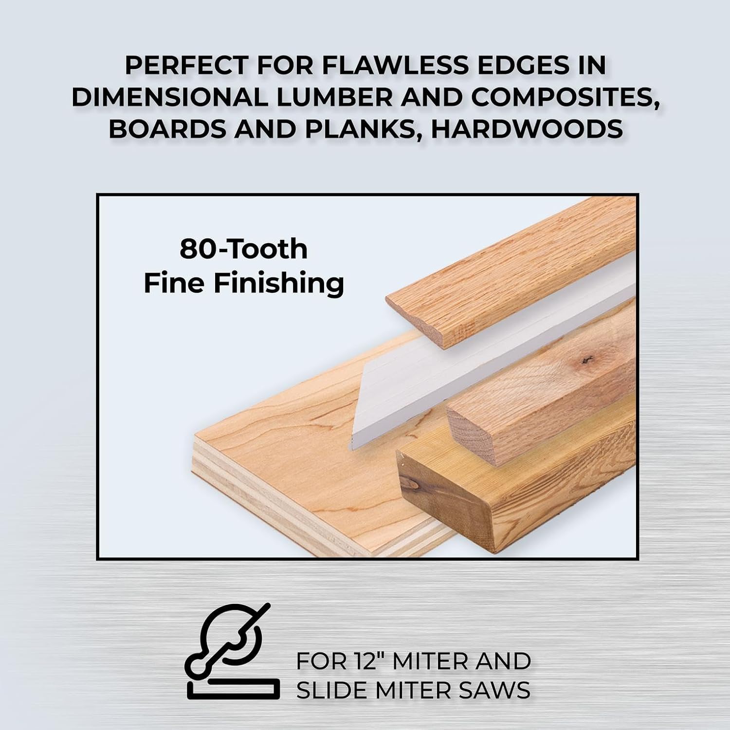 Kreg 12" SureCut Fine Finishing 80-Tooth Saw Blade - Carbide-Tipped Blade - For Miter & Table Saws - Smooth, Quiet Operation for Cabinetry & Trim - User-Friendly Woodworking - KSB12FF80
