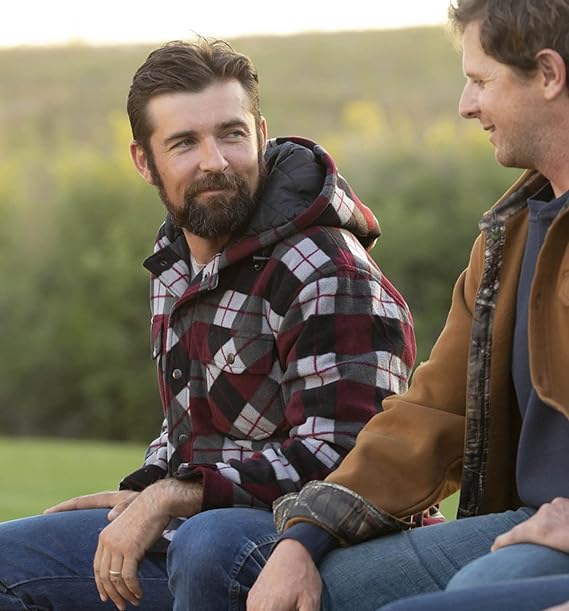 Legendary Whitetails Men's Ranger Quilted Fleece Shirt Jacket - Casual Snap Front Hooded Regular Fit Plaid