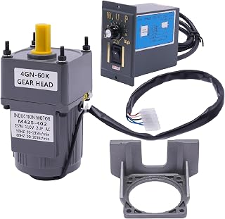 AC High Torque Motor 25W 110V 50/60HZ Variable Speed Motor with Controller, 90-1350rpm AC Gear Motor High Torque with Speed Controller, Electric Single-Phase Motor (25W 60K)