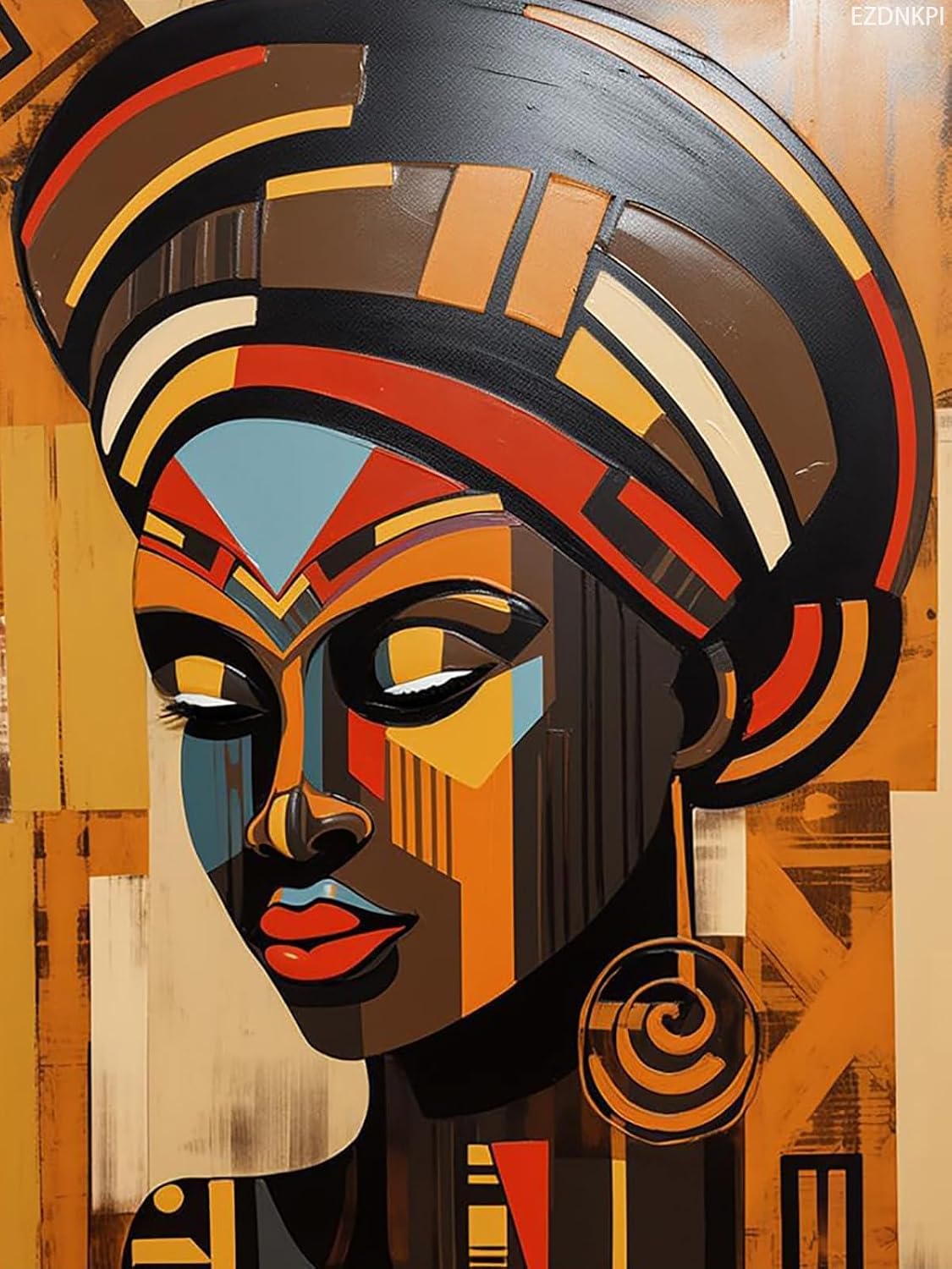 EZDNKPI DIY Counted Cross Stitch Kits Abstract African Woman Easy for Beginners 11CT Needlepoint Embroidery Cross Stitch Set Craft Wall Art Decor 12x16inch