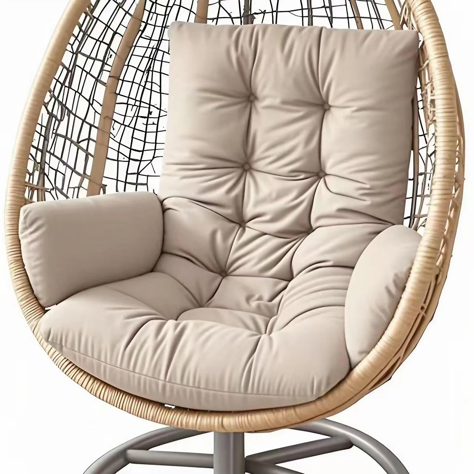 TYYCKJ Egg Chair Cushion, Thickened Polyester Pad for Wicker Swing and Hanging Chairs(Khaki)