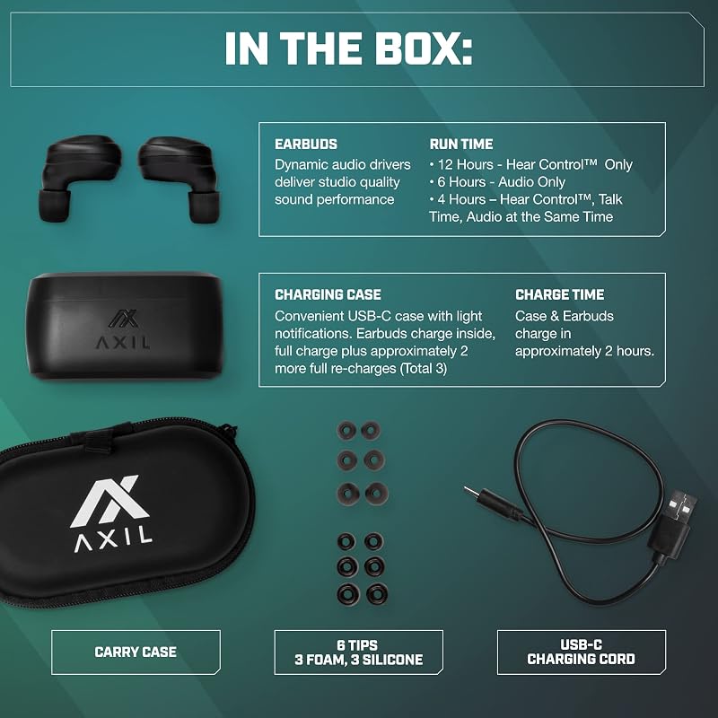 AXIL XCOR PRO Wireless Bluetooth Earbuds, HearPRO Enhancement image 6
