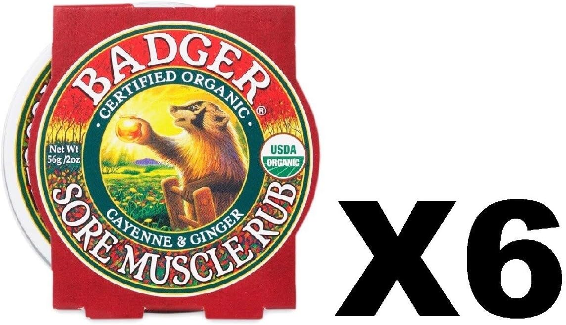 Badger Sore Muscle Rub Certified Organic Balm with Camphor