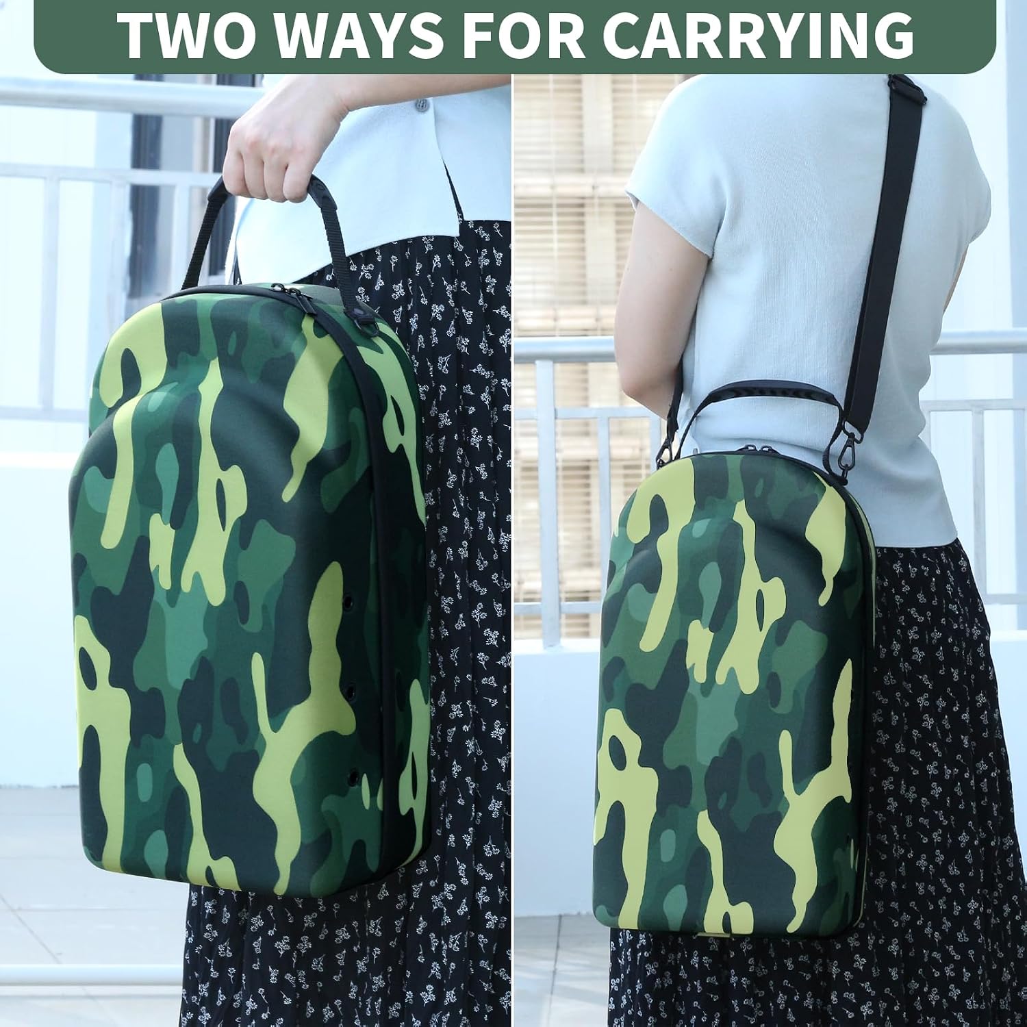 GERMUN Hard baseball hat case, Hat Carrier Travel Case with Adjustable Shoulder Strap, Hat cap case for 12 Baseball Caps - Perfect for Traveling & At-Home Storage (Camo Green)