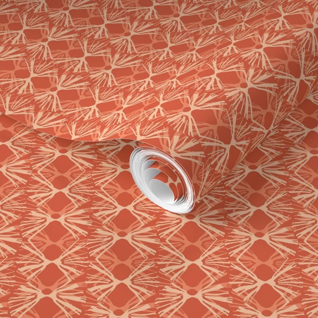Removable Wallpaper 6ft x 2ft - Small Geometric Turtle Cream Nature Warm Beige Custom Pre-Pasted Wallpaper by Spoonflower