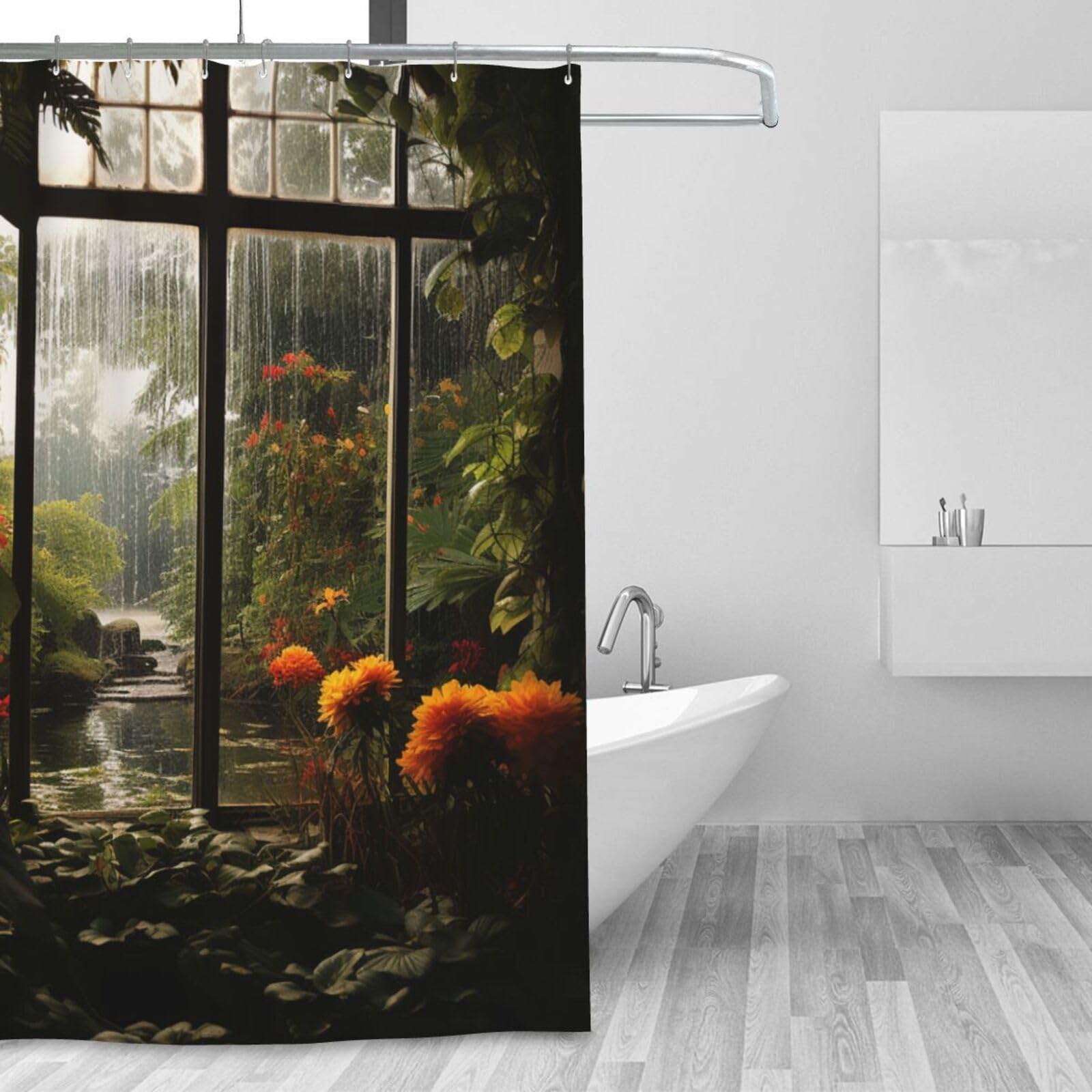 Rideau de douche paysage d'hiver rideau de bain lavable moderne