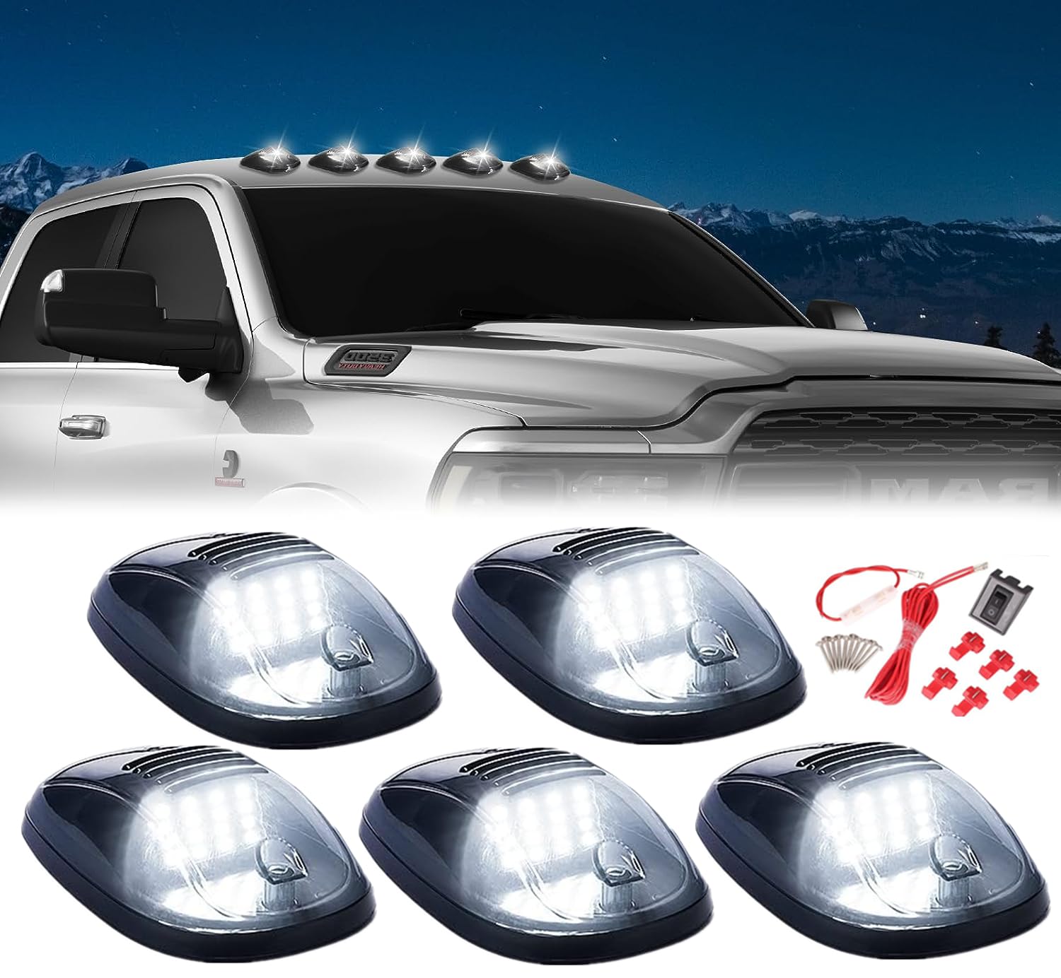 LED Rear Cab Marker Lights Ram Promaster Lights 5-Piece Rear LED Cab ...