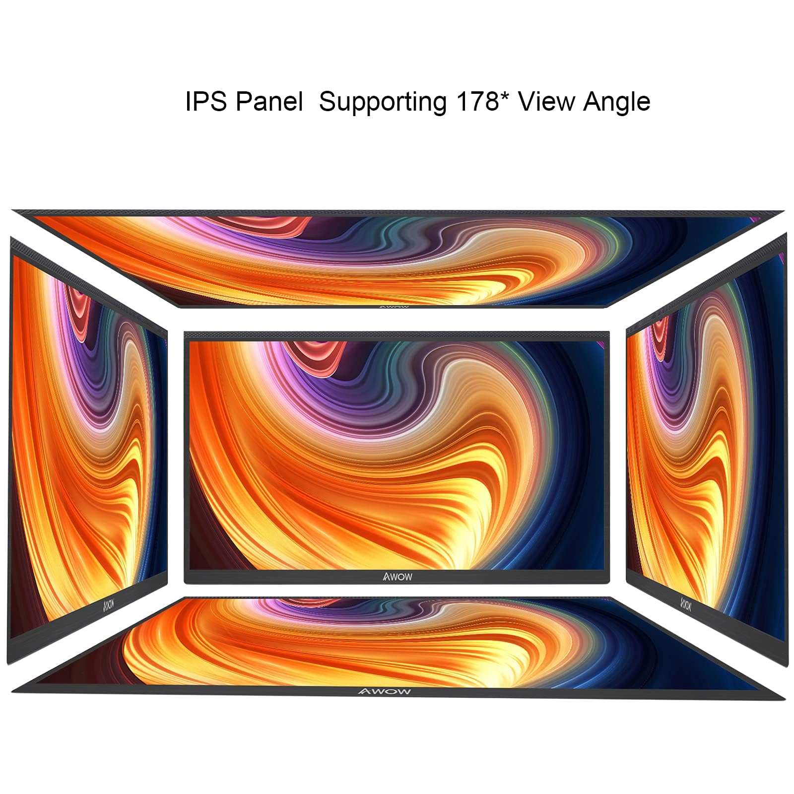 AWOW Monitor Portatile 15.8 Zoll – 1920x1080 FHD IPS Bildschirm mit HDMI & USB Type-C für Computer, Smartphones, Spielekonsolen – Schwarz (Pollici, 15)