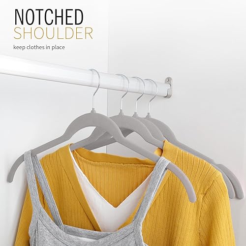 Miniatura 5 de ManGotree Paquete de 50 perchas de terciopelo para camisas para mujer, perchas de traje de 16.5 pulgadas con gancho giratorio de 360, perchas