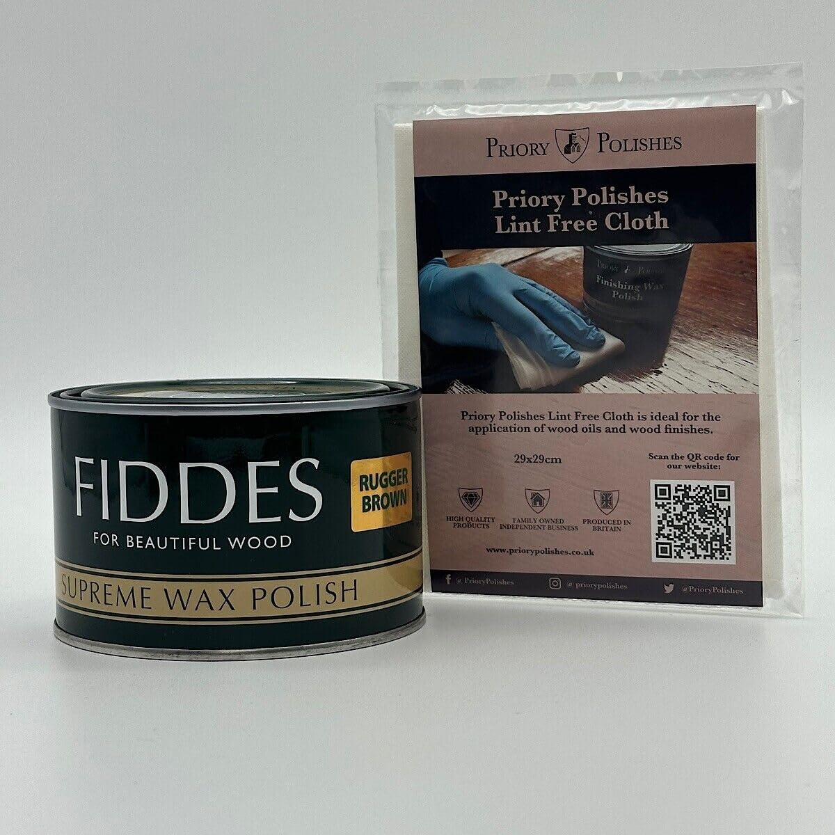 Priory Polishes Light Fiddes Supreme Rugger Brown Wax – 400Ml + Free Priory Polishes© Lint Free Cloth