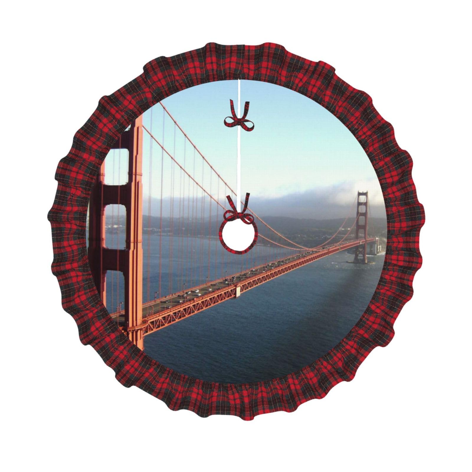 Jupe de sapin de Noël imprimée Golden Gate Bridge de 91,4 cm