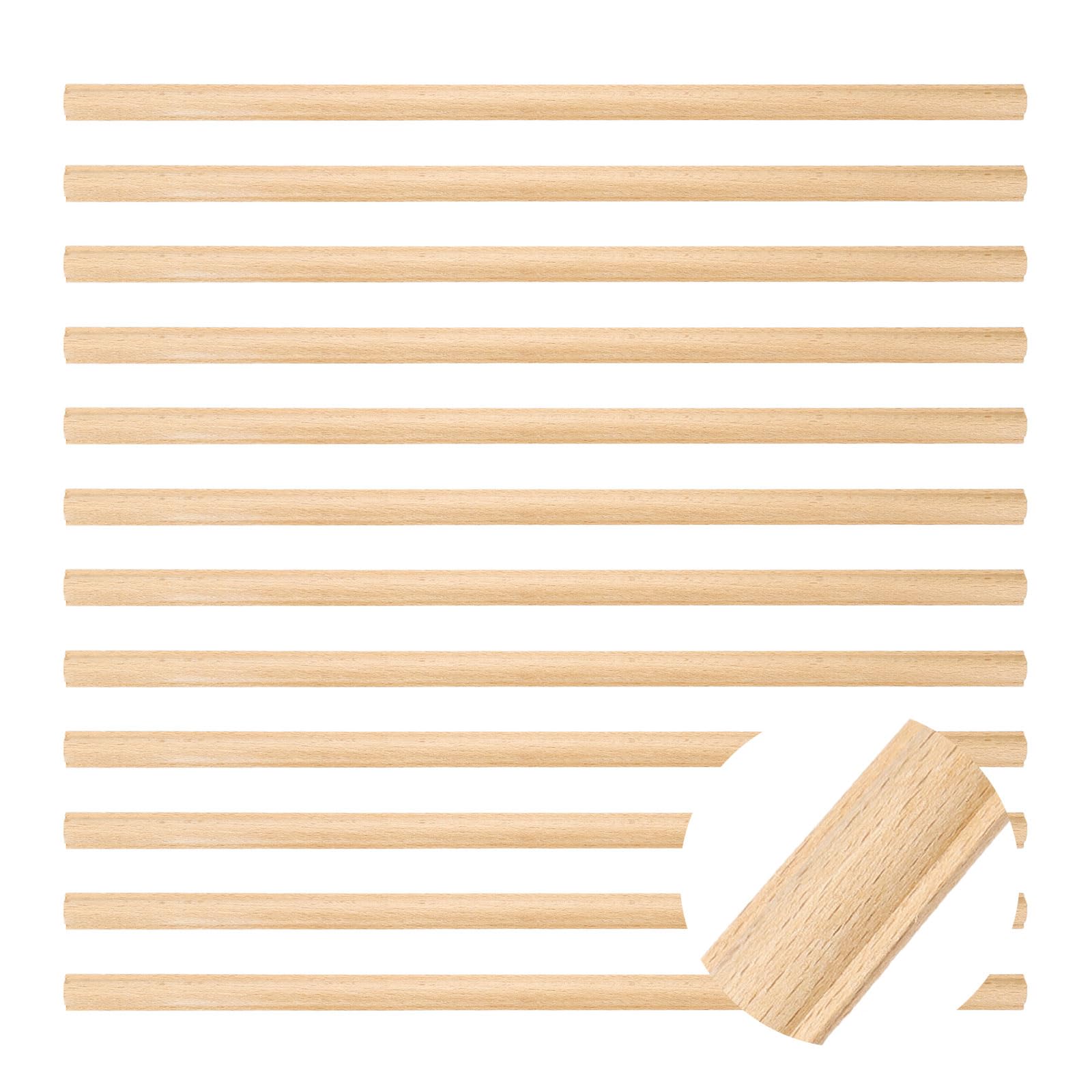 sourcing map 12Pcs 15.75" Decorative Wood Trim, Unfinished 3D Wooden Furniture Molding Trim for DIY Craft, Home Wall Cabinet Shelf Window Door (Cylinder, 15mm)