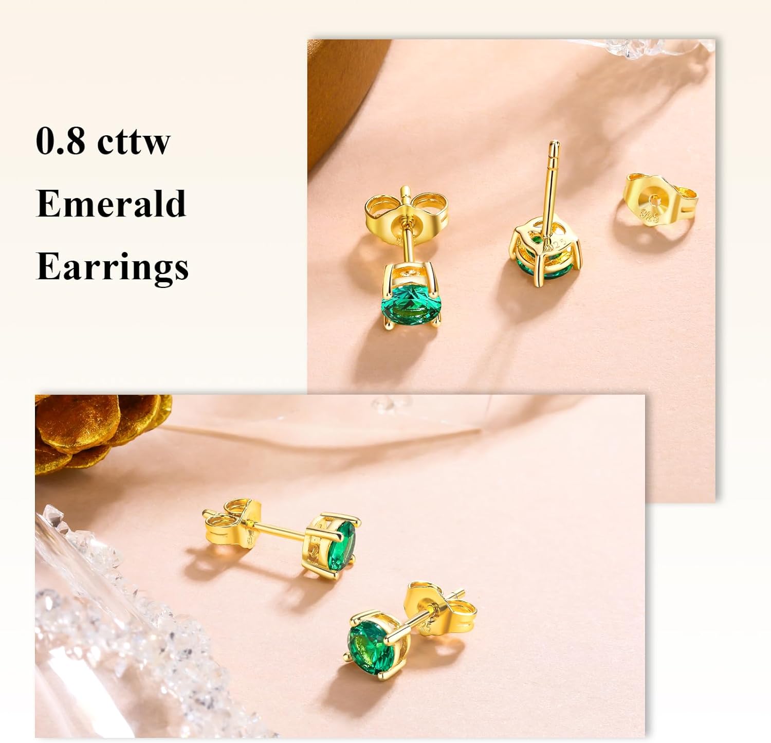 Birthstone Earrings 925 Sterling Silver Hypoallergenic Dainty Small 5mm 6.5mm Round Cut Cubic Zirconia Moissanite Gemstone Fine Earrings. 1 Pair, Send Gift Box - Image 5