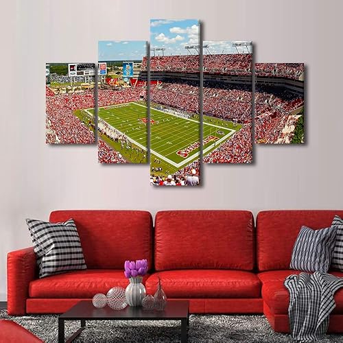 Vista 135 de Cuadros de estadios deportivos de fútbol americano de Minnesota, cuadros de vikingos, 5 paneles, lienzo para pared, arte de pared del estadio