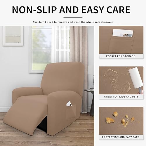 Miniatura 4 de Easy-Going Funda de sofá reclinable 100% impermeable doble, elástica, suave, para perros, funda de sofá para sofá reclinable, protector de muebles a