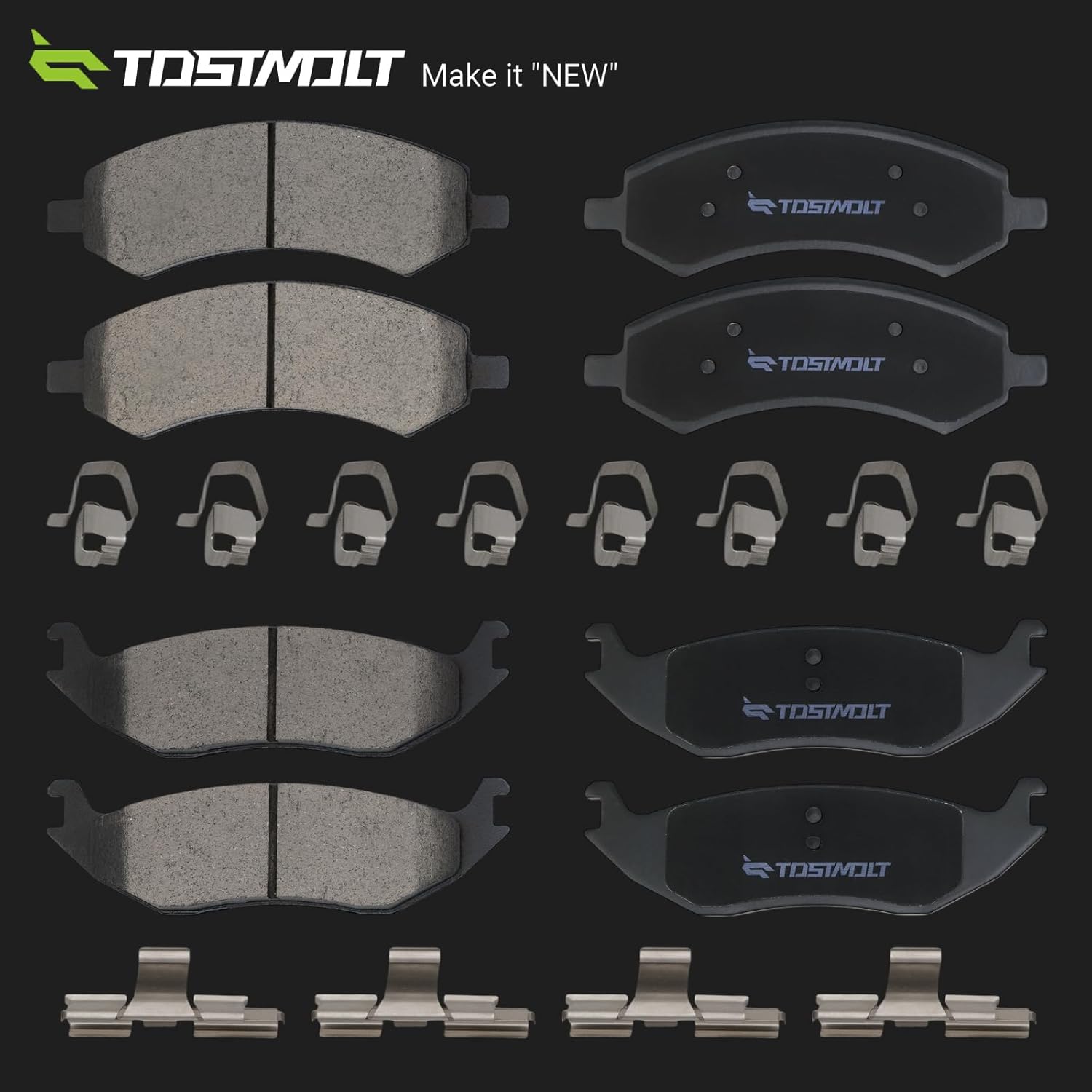 New 8pcs Complete Front+Rear Super Quiet Shimmed Slotted Ceramic Disc Brake Pads Set w/Installation Hardware Fit 07-09 Aspen Durango 06-08 Dodge Ram 1500 5 Lug Wheel 09-18 1500 19-24 Classic