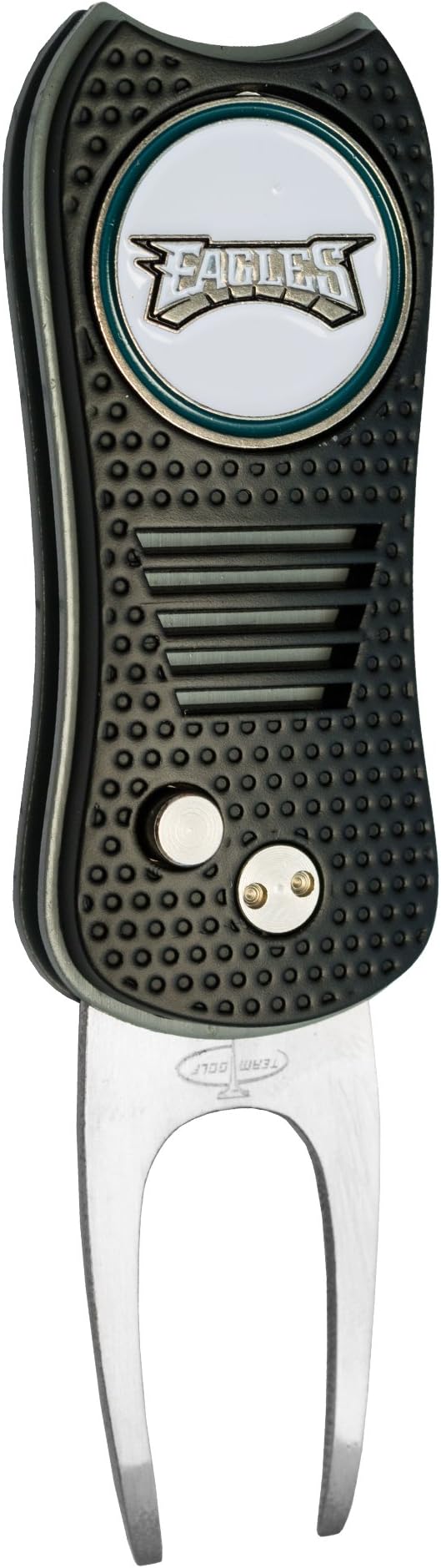 Team Golf NFL Philadelphia Eagles Retractable Divot Tool with Double-Sided Magnetic Ball Marker, Features Patented Single Prong Design, Causes Less Damage to Greens