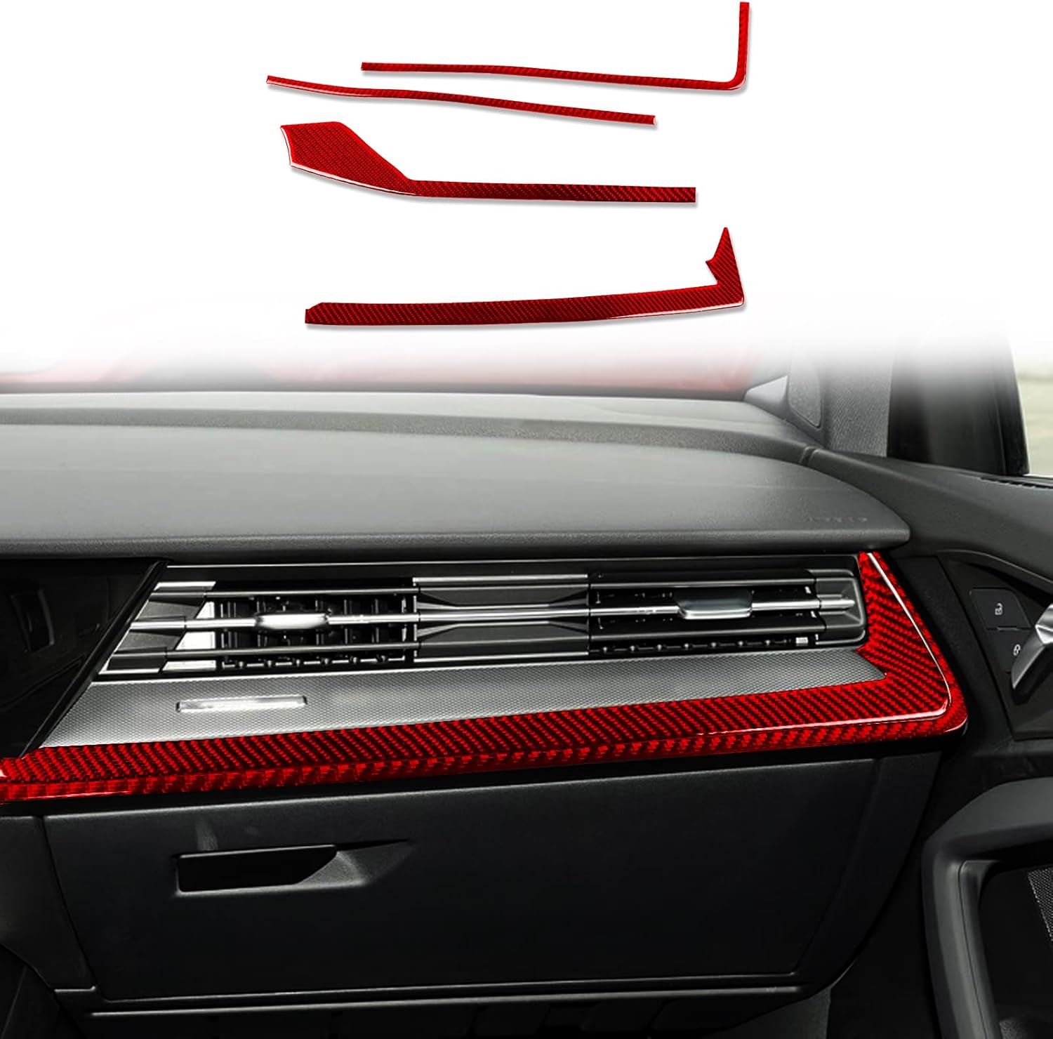 Red Real Carbon Fiber Car Dashboard Instrument Panel Sticker Compatible with Audi A3 8Y S3 RS3 Sportback 2021 2022 2023 2024 2025 Interior Trim Accessories